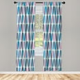 thumbnail image 1 of Ambesonne Retro Curtains, 60s 70s Style Round Shapes, Pair of 28"x63", Fuchsia Blue, 1 of 2