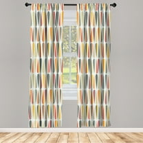 Ambesonne Retro Curtains, 60s 70s Style Round Shapes, Pair of 28"x84", Orange Cinnamon