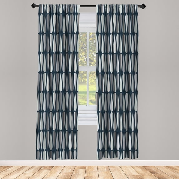 Ambesonne Retro Curtains, 60s 70s Style Round Shapes, Pair of 28"x84", Pale Grey