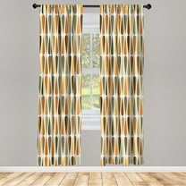 Ambesonne Retro Curtains, 60s 70s Style Round Shapes, Pair of 28"x95", Pale Orange