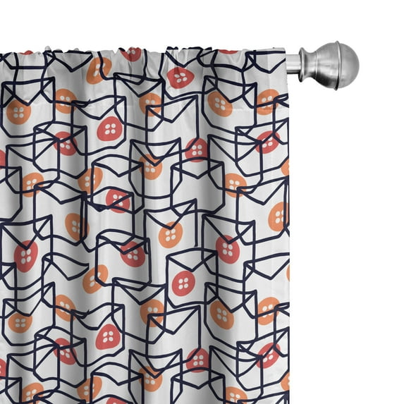 Ambesonne Retro Curtains, Abstract Button and Pocket, Pair of 28"x84", Dark Coral and Burnt Sienna