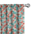 thumbnail image 1 of Ambesonne Retro Curtains, Abstract Mosaic Floral, Pair of 28"x63", Grey Turquoise Red, 1 of 5