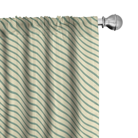 Ambesonne Retro Curtains, Bias Green Stripes, Pair of 28"x63", Jade Green and Cream