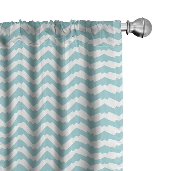 Ambesonne Retro Curtains, Chevron Snowy Mountaintop, Pair of 28"x84", Pale Blue White