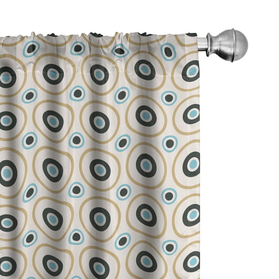 Ambesonne Retro Curtains, Circles Spots Colorful, Pair of 28"x63", Sky Blue Black Amber
