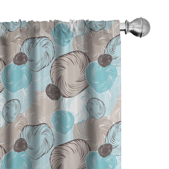 Ambesonne Retro Curtains, Circular Rings Sketchy Art, Pair of 28"x95", Pale Sky Blue Tan and White