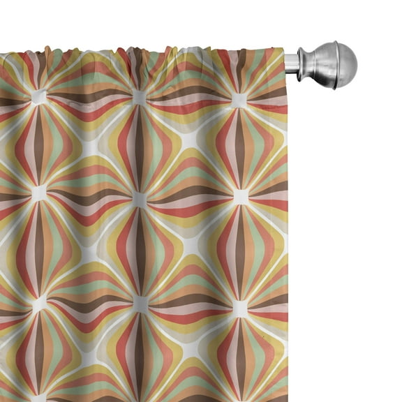 Ambesonne Retro Curtains, Colorful and Geometric, Pair of 28"x95", Multicolor