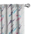 thumbnail image 1 of Ambesonne Retro Curtains, Eighties Style Futuristic, Pair of 28"x63", Pale Blue Plum Pink, 1 of 5