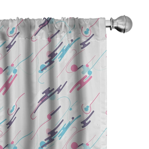 Ambesonne Retro Curtains, Eighties Style Futuristic, Pair of 28"x63", Pale Blue Plum Pink