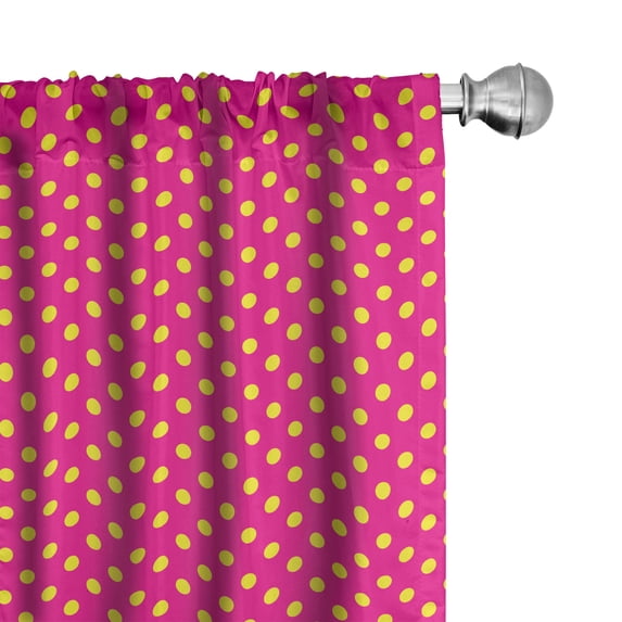 Ambesonne Retro Curtains, Feminine Nostalgic Design, Pair of 28"x95", Hot Pink and Yellow