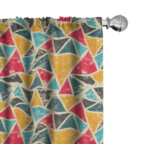 Ambesonne Retro Curtains, Funk Art Grungy Abstract, Pair of 28"x63", Multicolor