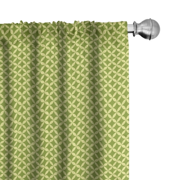 Ambesonne Retro Curtains, Geometric Nostalgic Motif, Pair of 28"x63", Lime Green Pastel Yellow