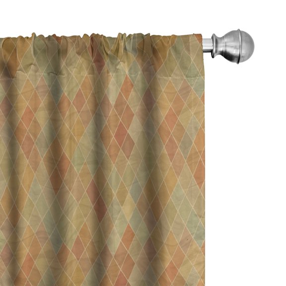 Ambesonne Retro Curtains, Geometric Rhombus Tile, Pair of 28"x84", Multicolor