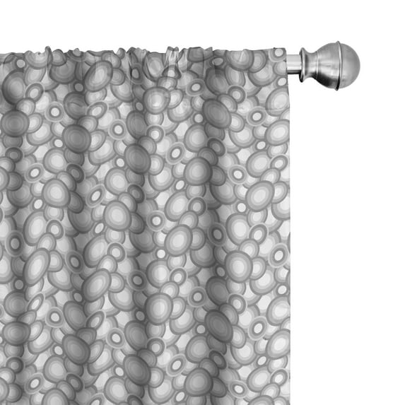 Ambesonne Retro Curtains, Grey White Balls Rounds, Pair of 28"x84", Grey White
