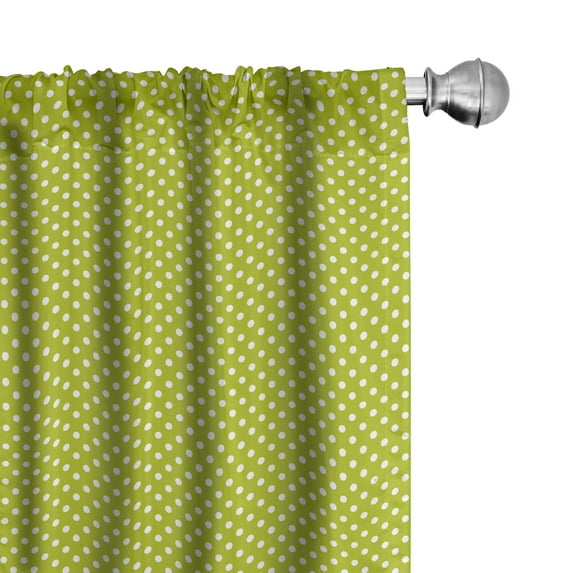Ambesonne Retro Curtains, Lime Vintage Polka Dots, Pair of 28"x95", Lime Green and White