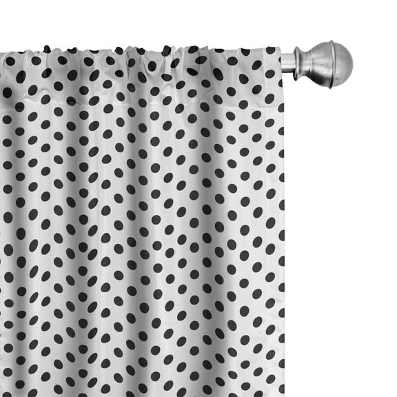 Ambesonne Retro Curtains, Nostalgic Polka Dots Art, Pair of 28"x84", Charcoal Grey