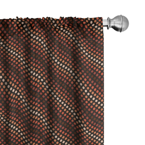 Ambesonne Retro Curtains, Nostalgic Polka Dots Funk, Pair of 28"x63", Dark Brown Vermilion