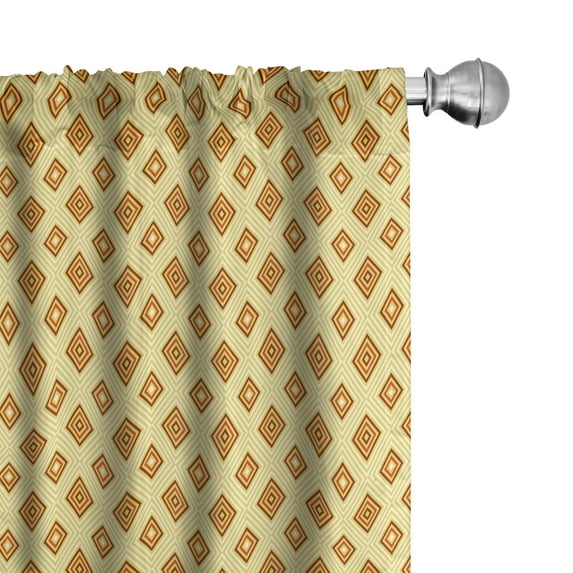 Ambesonne Retro Curtains, Old Fashioned Rhombus, Pair of 28"x95", Pale Yellow Amber