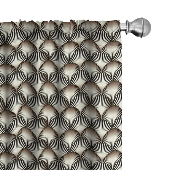 Ambesonne Retro Curtains, Oval Radial Lines Pattern Art, Pair of 28"x63", Charcoal Grey Umber