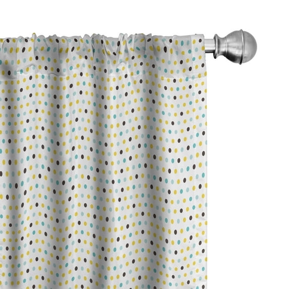 Ambesonne Retro Curtains, Polka Dots Rounds Retro, Pair of 28"x63", Mint Green Marigold