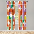 thumbnail image 1 of Ambesonne Retro Curtains, Pop Art Funky Geometric Art, Pair of 28"x95", Pale Vermilion, 1 of 2