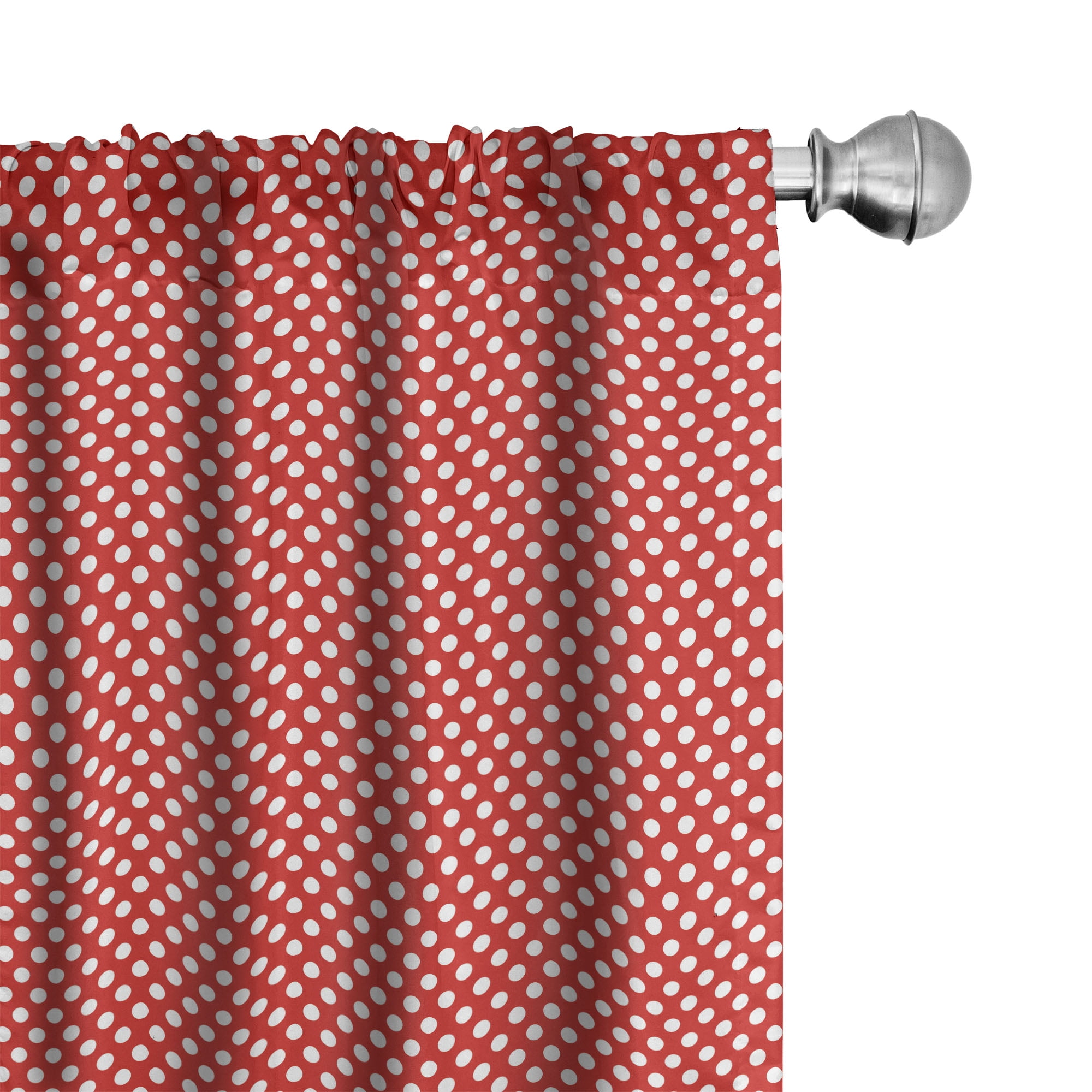 Red and White Polka Dot Light Filtering Rod Pocket Curtain Pair