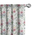 thumbnail image 1 of Ambesonne Retro Curtains, Roses Eucalyptus Leaves Art, Pair of 28"x95", Pale Ruby Reseda Green, 1 of 5