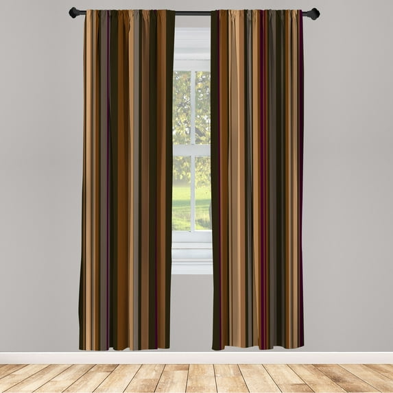 Ambesonne Retro Curtains, Shades of Earthen Tones, Pair of 28"x63", Tan and Brown