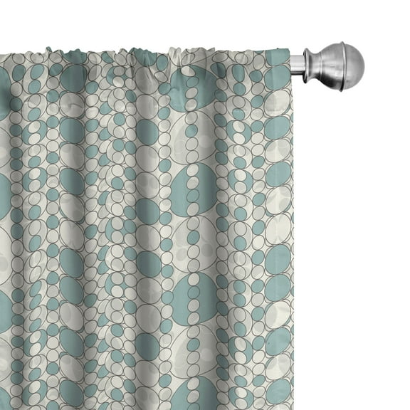 Ambesonne Retro Curtains, Soft Abstract Circles, Pair of 28"x84", Almond Green White