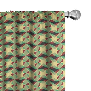 Ambesonne Retro Curtains, Symmetrical Repeating Pattern, Pair of 28"x63", Dark Salmon and Sea Green