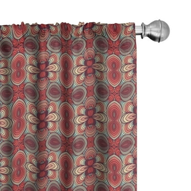Ambesonne Retro Curtains, Vintage Circular Design, Pair of 28"x63", Multicolor