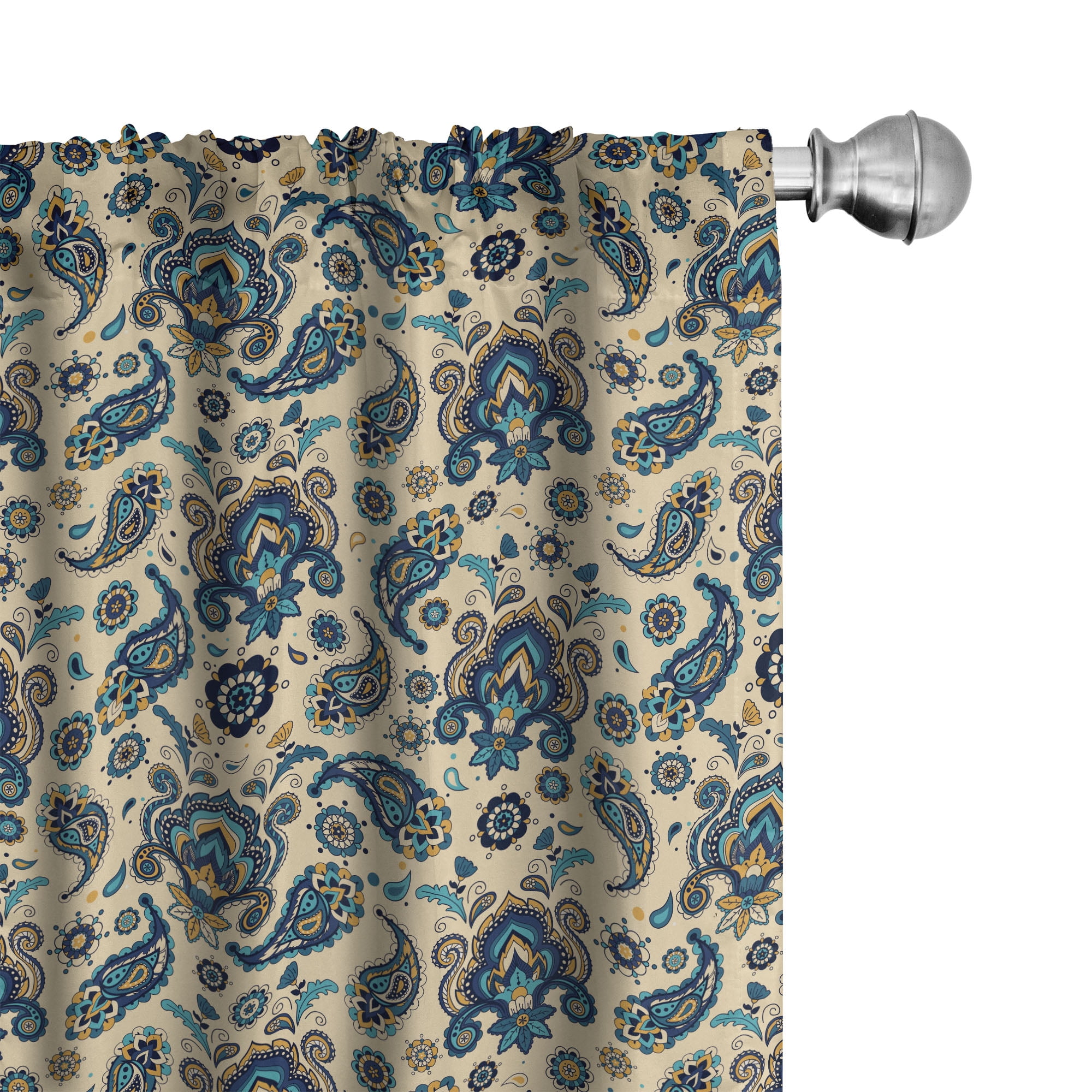 Ambesonne Retro Curtains Vintage Colorful Floral Pair of 28