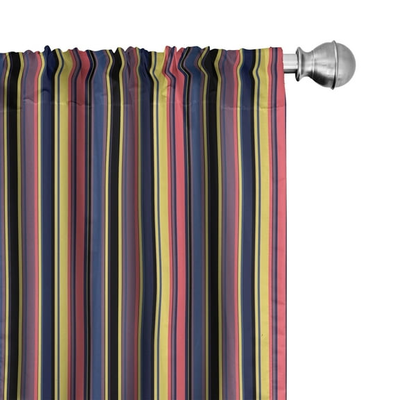 Ambesonne Retro Curtains, Vintage Geometric Stipes, Pair of 28"x84", Multicolor