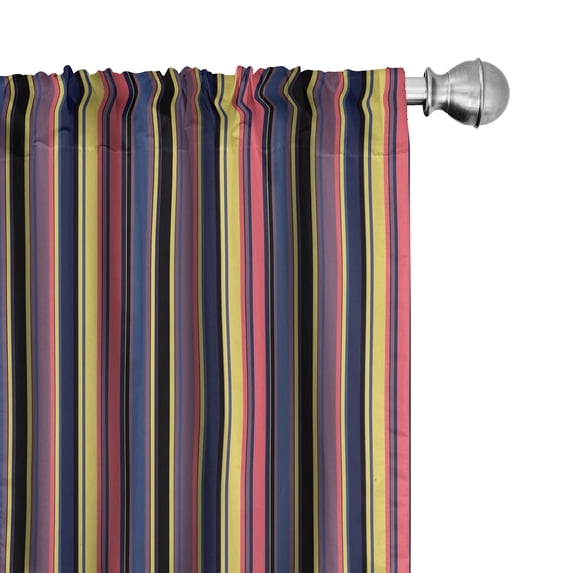 Ambesonne Retro Curtains, Vintage Geometric Stipes, Pair of 28"x95", Multicolor