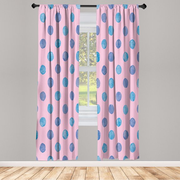Ambesonne Retro Curtains, Watercolor Nostalgic Dots, Pair of 28"x95", Pink