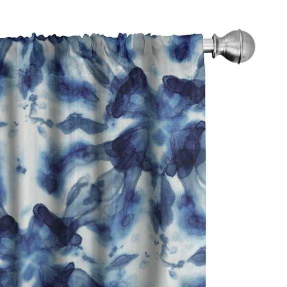 Ambesonne Retro Curtains, Whimsical Ethnic Painting, Pair of 28"x84", Dark Violet Blue and White