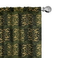 thumbnail image 1 of Ambesonne Retro Curtains, Wild Cat Abstract Ornament, Pair of 28"x84", Olive Green and Orange, 1 of 4