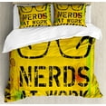 thumbnail image 1 of Ambesonne Retro Duvet Cover Set, Nerds at Work Grungy, 2-Calking, Yellow Black Green, 1 of 7