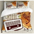 thumbnail image 1 of Ambesonne Retro Duvet Cover Set, Party Art with Old Radio, King, Orange Dark Brown Beige, 1 of 3