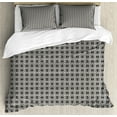 thumbnail image 1 of Ambesonne Retro Duvet Cover Sets, Boho Mosaic Style Spirals, 2-Queen, Charcoal Grey and Off White, 1 of 7