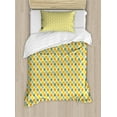 thumbnail image 1 of Ambesonne Retro Duvet Cover Sets, Classic Checkered Striped, 2-Twin, Marigold Green Cream, 1 of 3