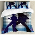 thumbnail image 1 of Ambesonne Retro Duvet Cover Sets, Couple Dance Floor Fun, 2-Queen, Blue Purple Black, 1 of 7