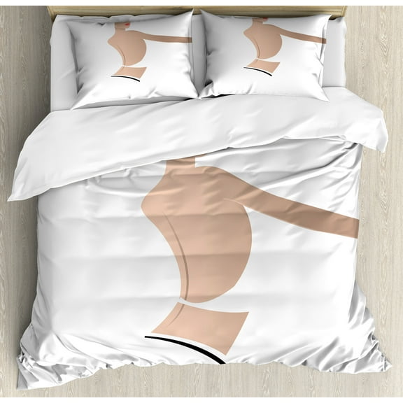 Ambesonne Retro Duvet Cover Sets, Feminen Fashion Theme, 2-King, Tan