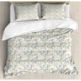 thumbnail image 1 of Ambesonne Retro Duvet Cover Sets, Flowers Herbs and Leaves Eco, 2-King, Off White Multicolor, 1 of 6