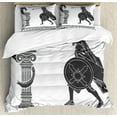 thumbnail image 1 of Ambesonne Retro Duvet Cover Sets, Hero and Dragon Myth, 2-King, Grey Charcoal Grey White, 1 of 3