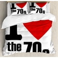 thumbnail image 1 of Ambesonne Retro Duvet Cover Sets, I Love the 70s Pictogram, 2-Queen, Red Black White, 1 of 3