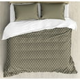 thumbnail image 1 of Ambesonne Retro Duvet Cover Sets, Nostalgic Floral Damask Art, 2-King, Dark Brown Cream, 1 of 7
