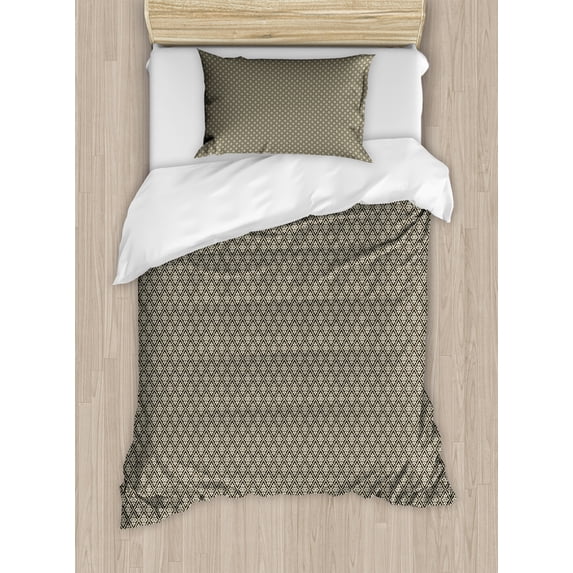 Ambesonne Retro Duvet Cover Sets, Nostalgic Floral Damask Art, 2-Twin, Dark Brown Cream