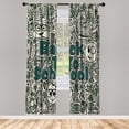 thumbnail image 1 of Ambesonne Retro Emoji Curtains, Vintage Science Print, Pair of 28"x84", Dark Seafoam Grey Green, 1 of 2