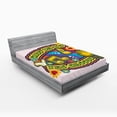 thumbnail image 1 of Ambesonne Retro Emoji Fitted Sheet, Groovy Hippie Artwork, Queen Size, Soft Pink Multicolor, 1 of 3